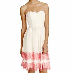 David's Bridal Crinkle Chiffon And Lace Dress